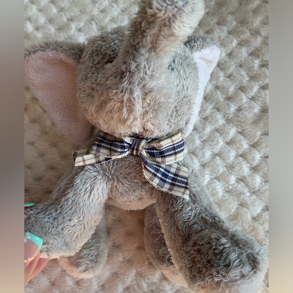 Super Cute Grey Plush Elephant with Plaid Biw Stuffed Animal Toy 🐘 - Picture 8 of 10